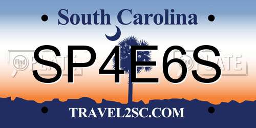 SP4E6S South Carolina License Plate