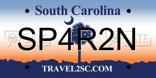 SP4R2N South Carolina License Plate