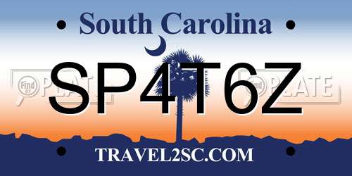 SP4T6Z South Carolina License Plate