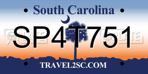 SP4T751 South Carolina License Plate