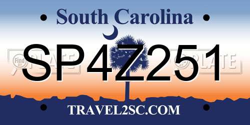SP4Z251 South Carolina License Plate
