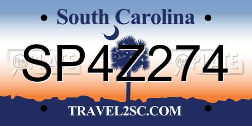 SP4Z274 South Carolina License Plate