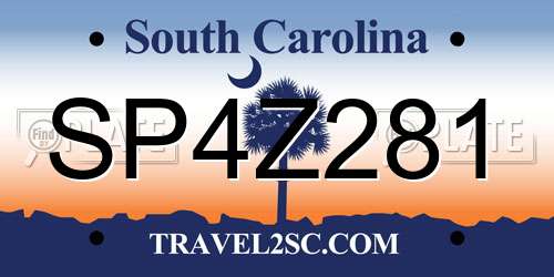 SP4Z281 South Carolina License Plate