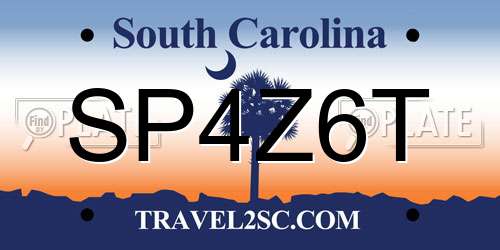 SP4Z6T South Carolina License Plate