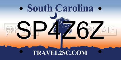 SP4Z6Z South Carolina License Plate
