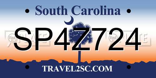 SP4Z724 South Carolina License Plate