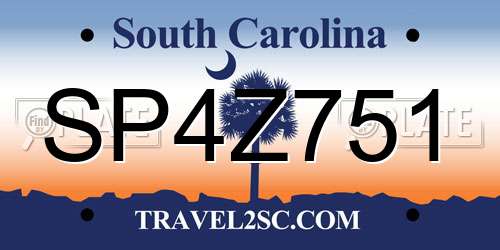 SP4Z751 South Carolina License Plate