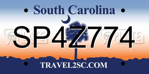 SP4Z774 South Carolina License Plate