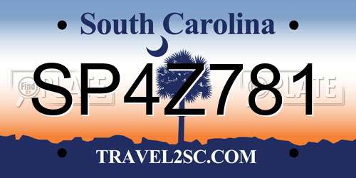 SP4Z781 South Carolina License Plate