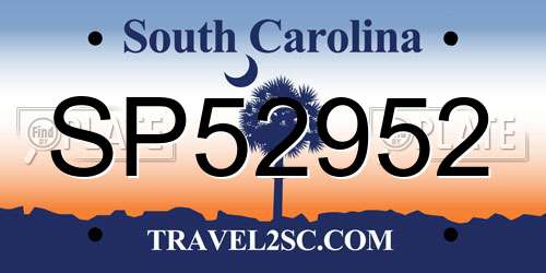 SP52952 South Carolina License Plate