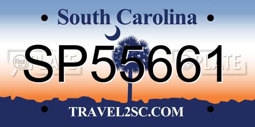 SP55661 South Carolina License Plate