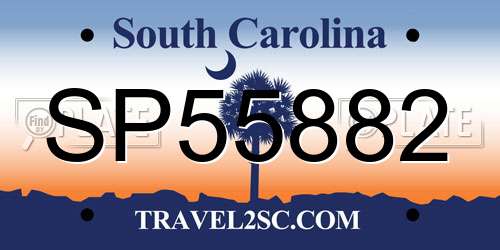 SP55882 South Carolina License Plate