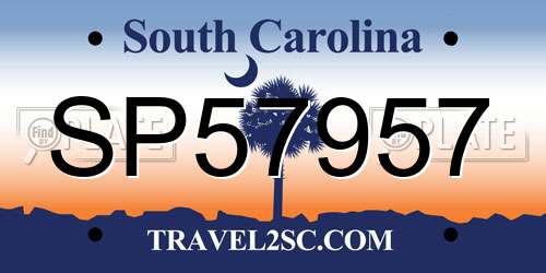 SP57957 South Carolina License Plate