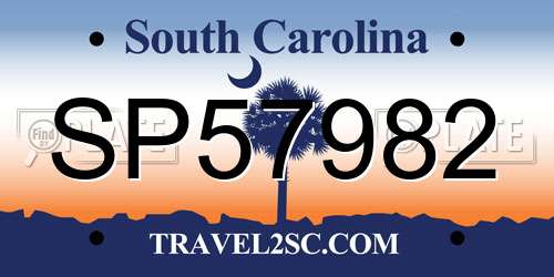 SP57982 South Carolina License Plate