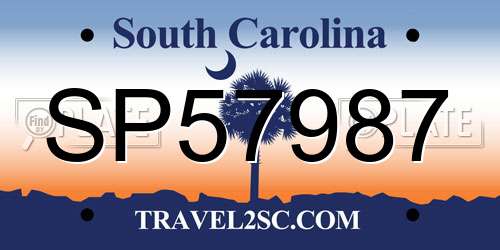 SP57987 South Carolina License Plate