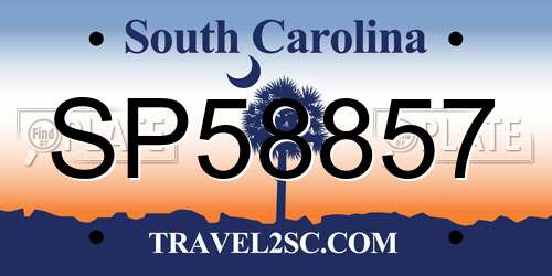 SP58857 South Carolina License Plate