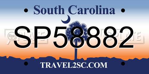 SP58882 South Carolina License Plate