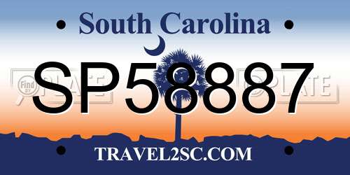 SP58887 South Carolina License Plate
