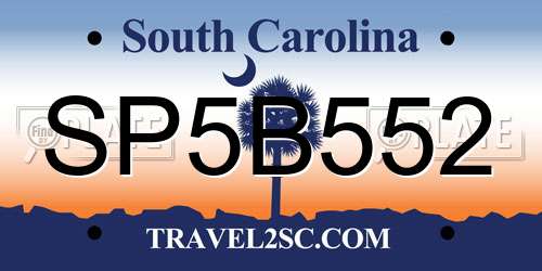 SP5B552 South Carolina License Plate