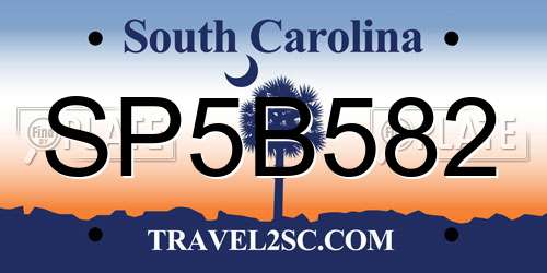 SP5B582 South Carolina License Plate