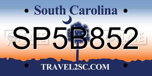 SP5B852 South Carolina License Plate