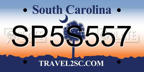 SP5S557 South Carolina License Plate
