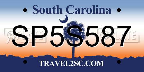 SP5S587 South Carolina License Plate