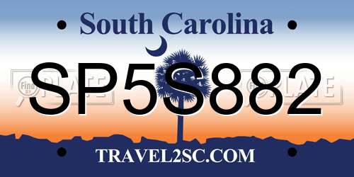 SP5S882 South Carolina License Plate