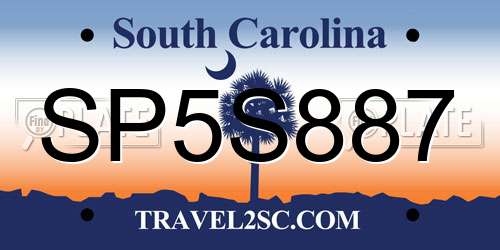 SP5S887 South Carolina License Plate