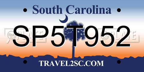 SP5T952 South Carolina License Plate