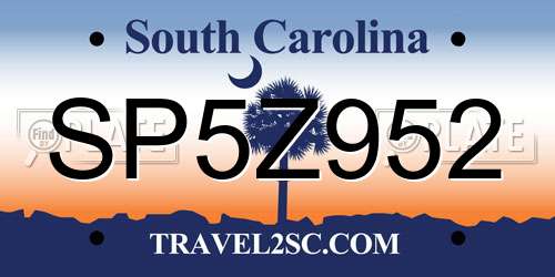 SP5Z952 South Carolina License Plate