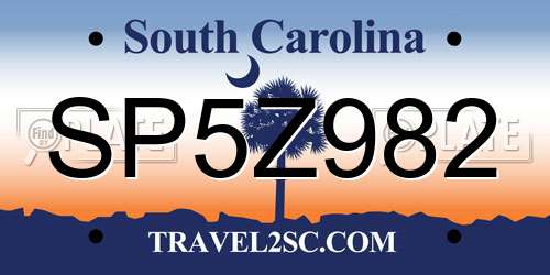 SP5Z982 South Carolina License Plate
