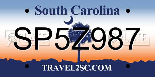 SP5Z987 South Carolina License Plate