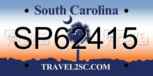 SP62415 South Carolina License Plate