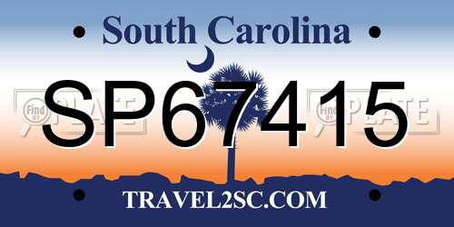 SP67415 South Carolina License Plate