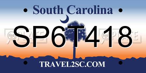 SP6T418 South Carolina License Plate