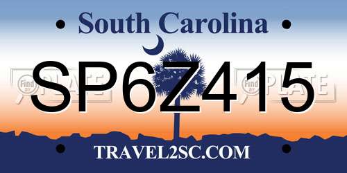 SP6Z415 South Carolina License Plate