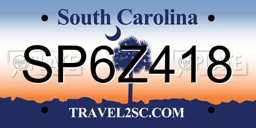 SP6Z418 South Carolina License Plate