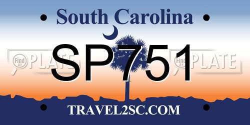 SP751 South Carolina License Plate