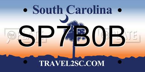 SP7B0B South Carolina License Plate