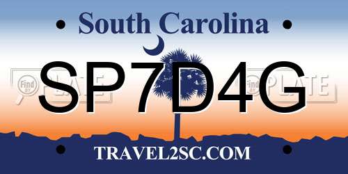 SP7D4G South Carolina License Plate
