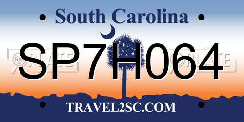 SP7H064 South Carolina License Plate