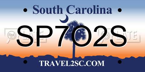 SP7O2S South Carolina License Plate