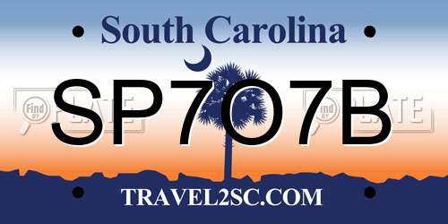 SP7O7B South Carolina License Plate