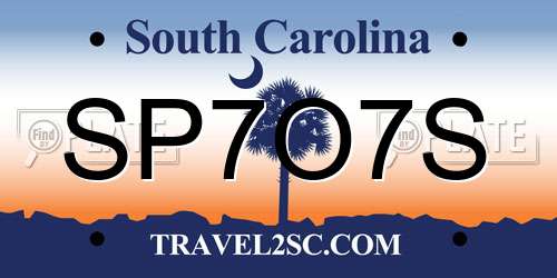 SP7O7S South Carolina License Plate