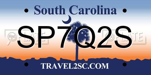 SP7Q2S South Carolina License Plate