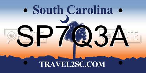 SP7Q3A South Carolina License Plate