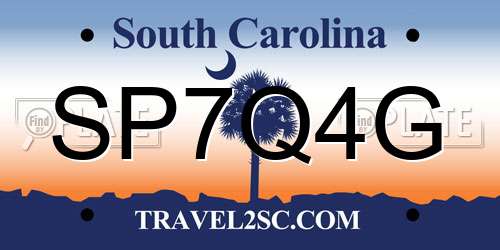 SP7Q4G South Carolina License Plate