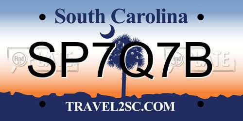 SP7Q7B South Carolina License Plate