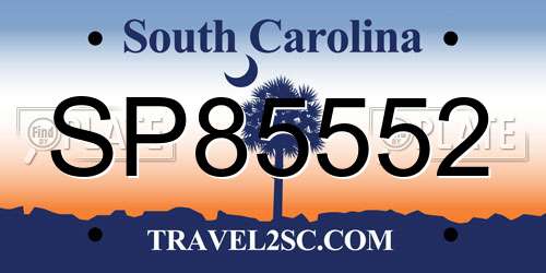 SP85552 South Carolina License Plate